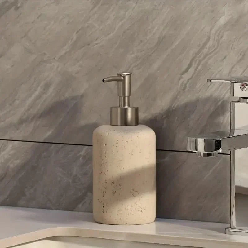 Travertine-Effect Soap Dispenser