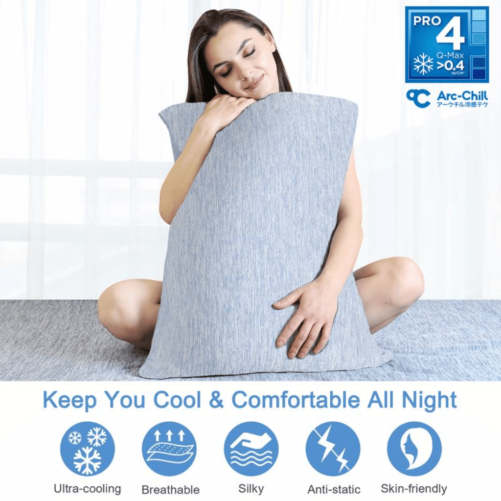Cool-Touch Pillowcase in Gray or Light Blue