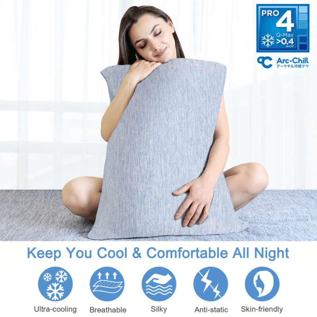 Cool-Touch Pillowcase in Gray or Light Blue