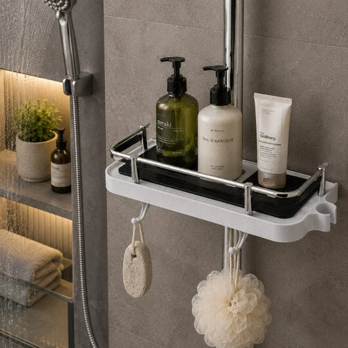 Adjustable No-Drill Tension Shower Shelf