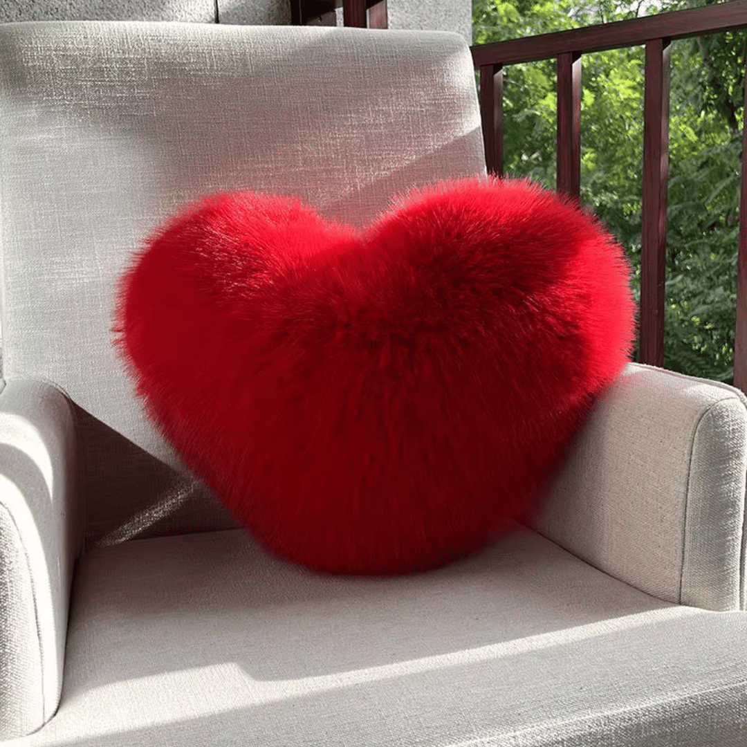 Plush Heart-Shaped Cushion in 6 Colours