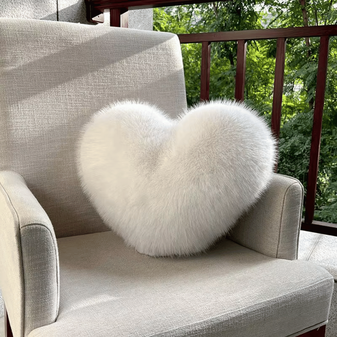 Plush Heart-Shaped Cushion in 6 Colours
