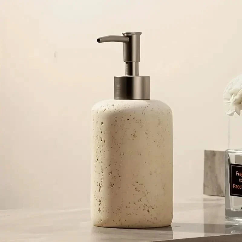Travertine-Effect Soap Dispenser