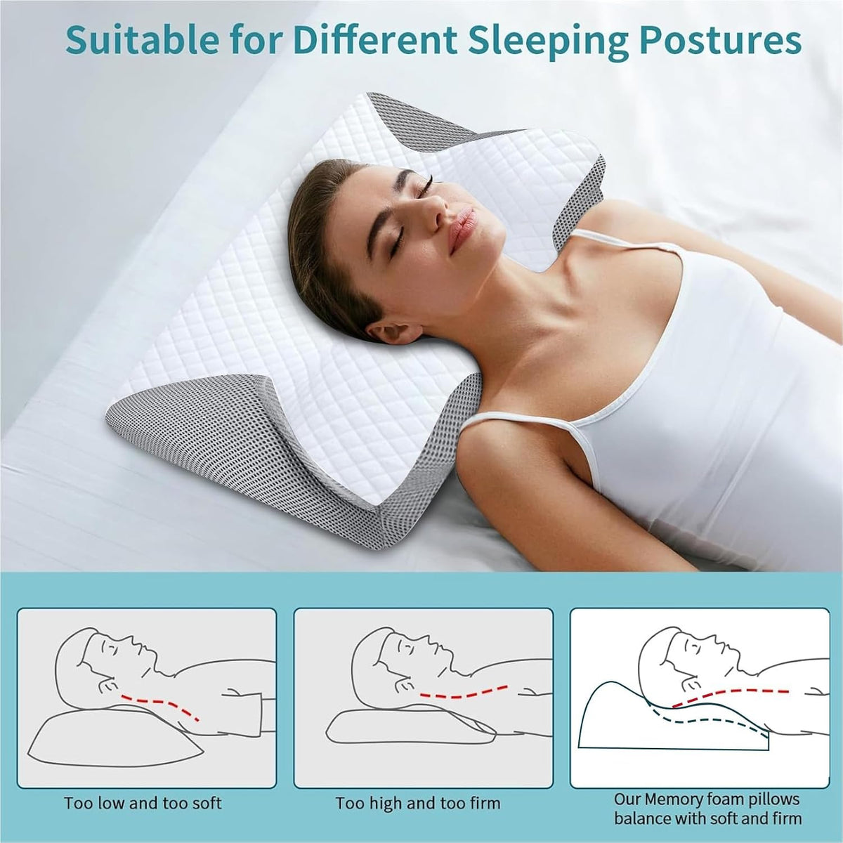 Butterfly-Shaped Contoured Memory Foam Pillow