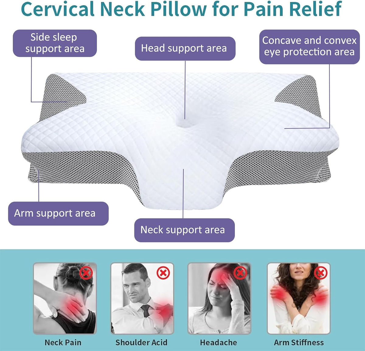 Butterfly-Shaped Contoured Memory Foam Pillow