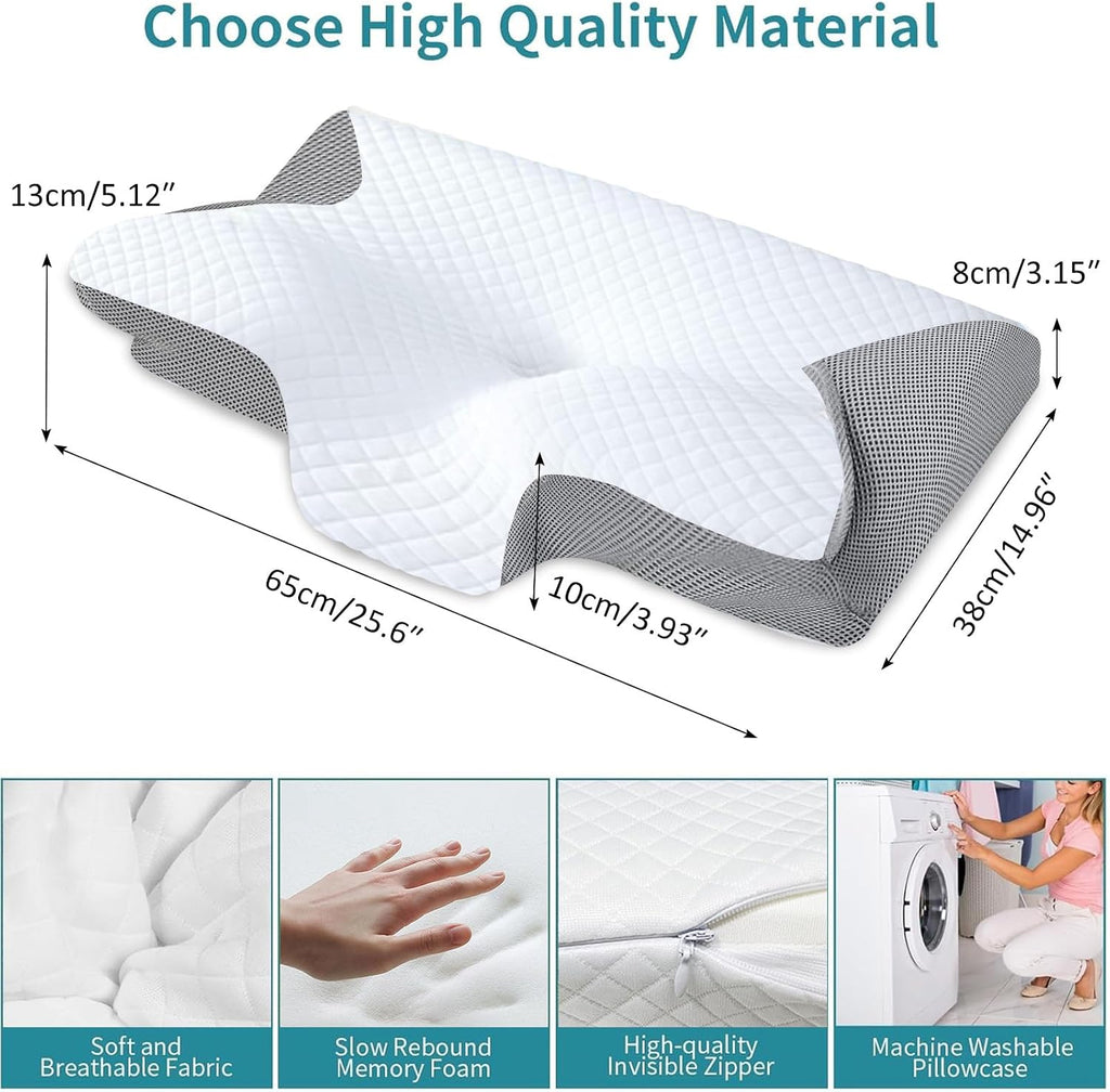 Butterfly-Shaped Contoured Memory Foam Pillow