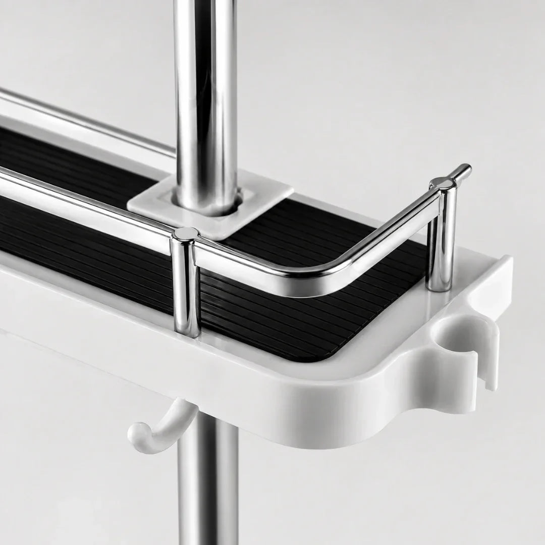 Adjustable No-Drill Tension Shower Shelf