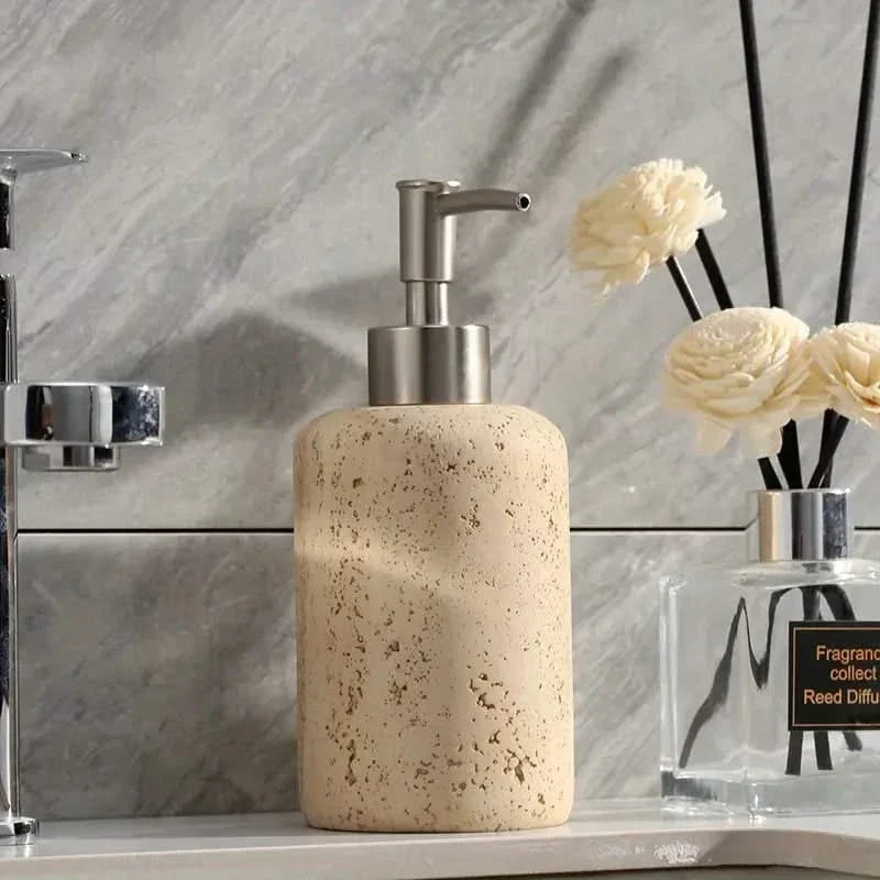 Travertine-Effect Soap Dispenser