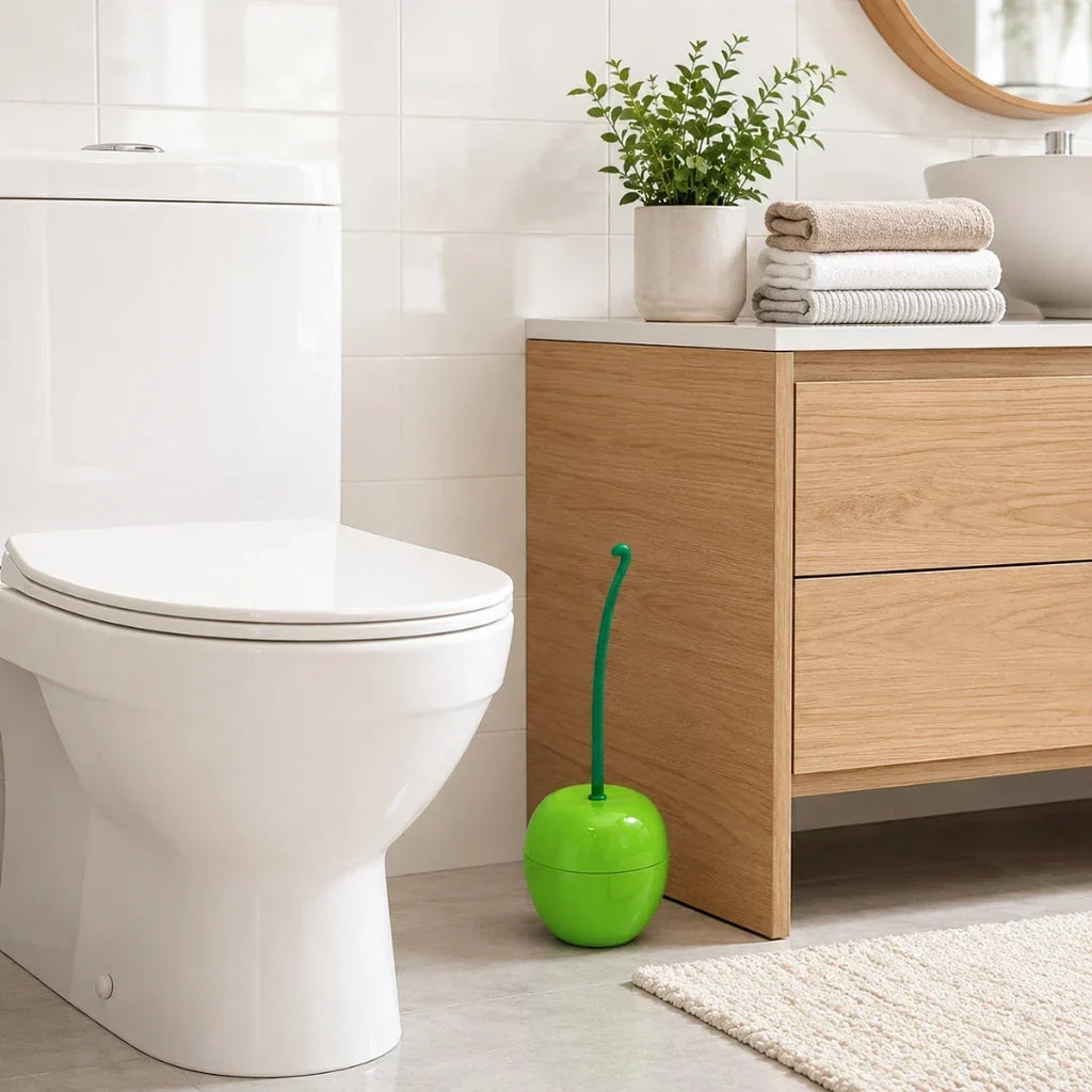 Cherry-Shaped Toilet Brush and Holder in Three Colors