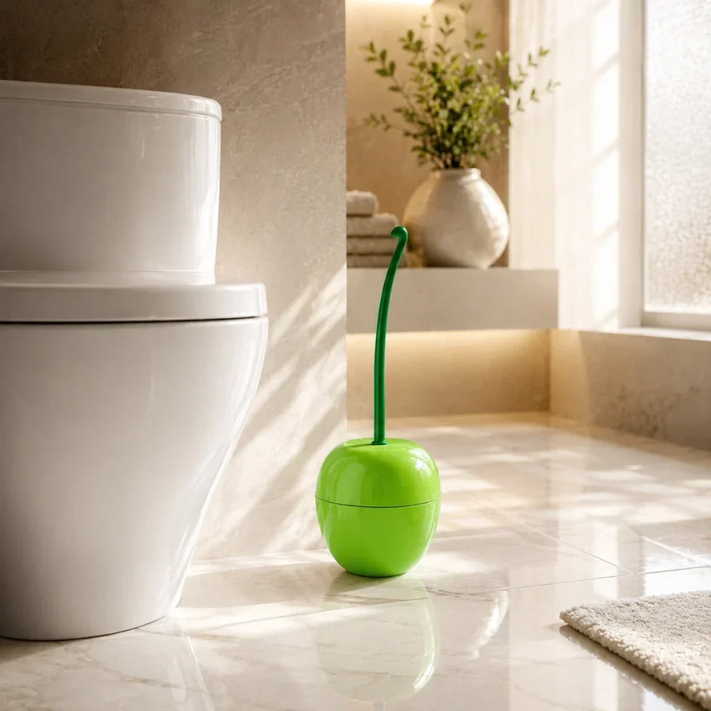 Cherry-Shaped Toilet Brush and Holder in Three Colors