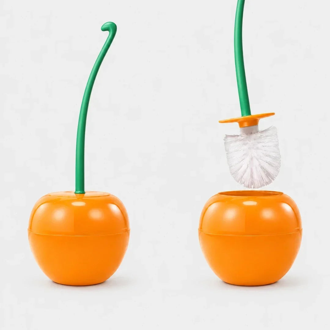 Cherry-Shaped Toilet Brush and Holder in Three Colors