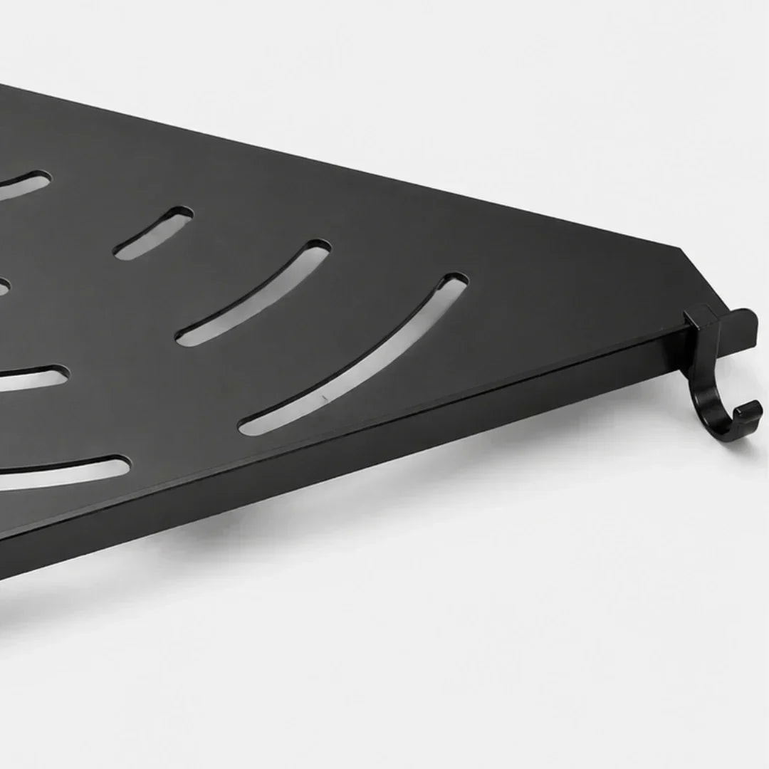 Black Wall-Mounted Corner Bathroom Shelf