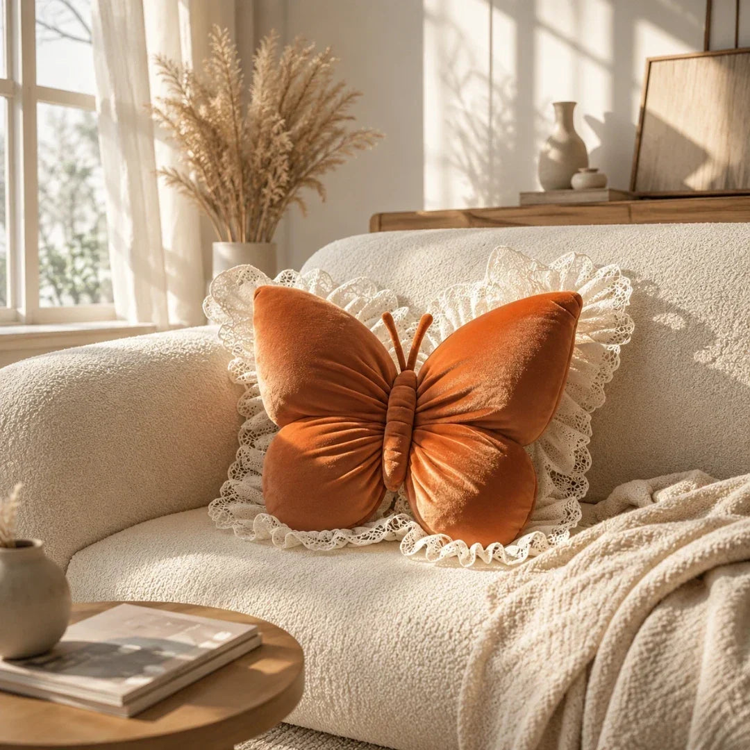 Butterfly Lace Decorative Throw Pillow