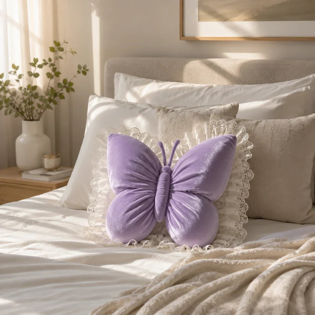 Butterfly Lace Decorative Throw Pillow