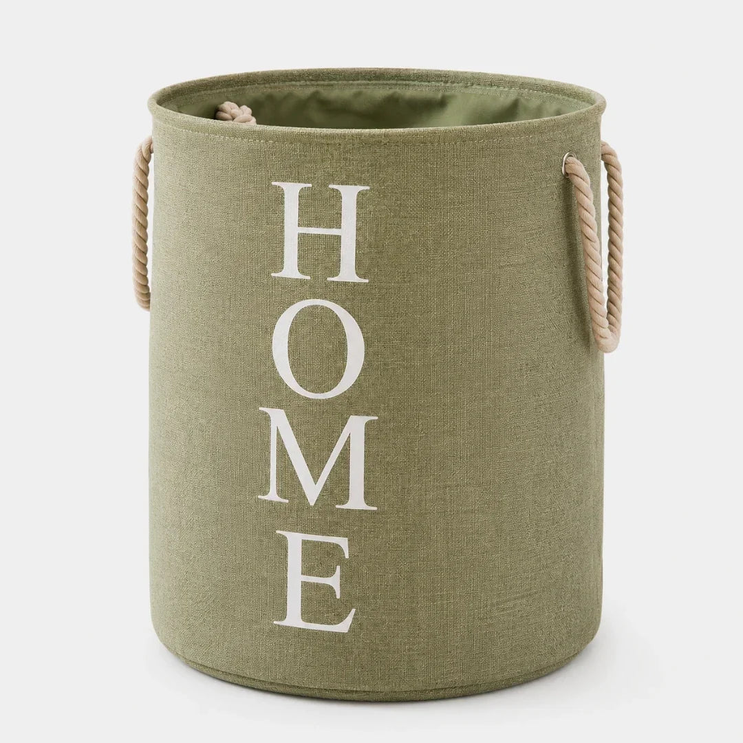 Foldable Woven Linen-Look Laundry Hamper