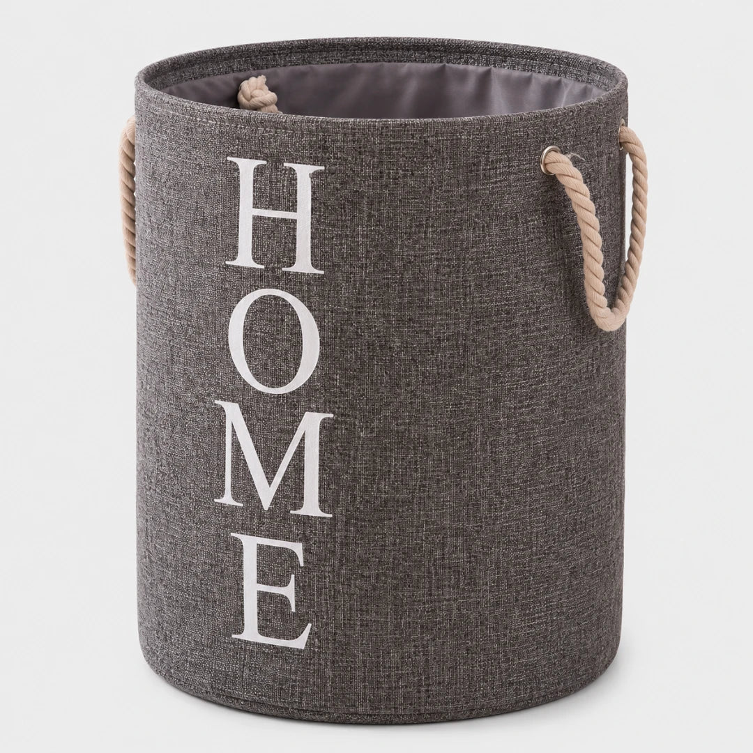 Foldable Woven Linen-Look Laundry Hamper