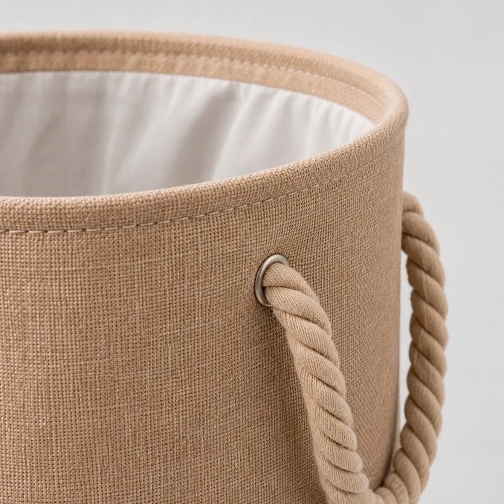 Foldable Woven Linen-Look Laundry Hamper
