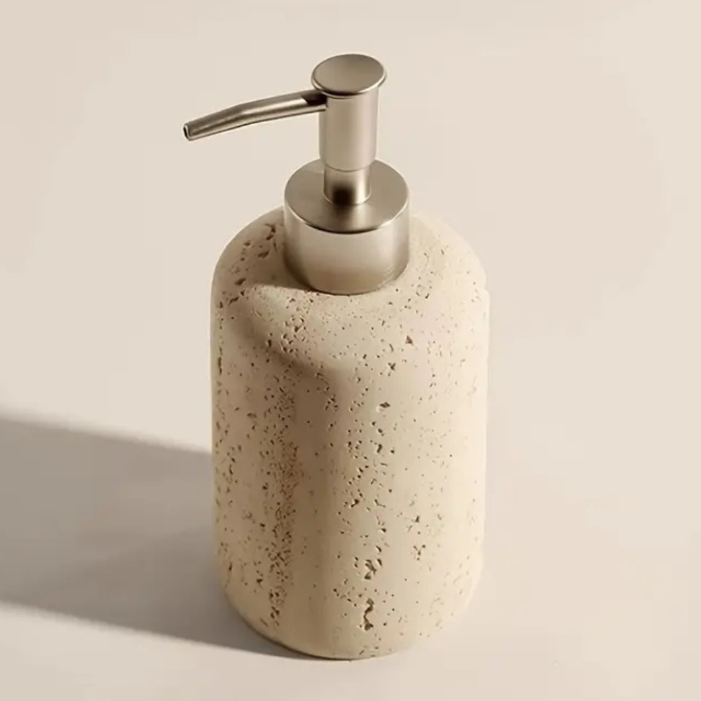 Travertine-Effect Soap Dispenser