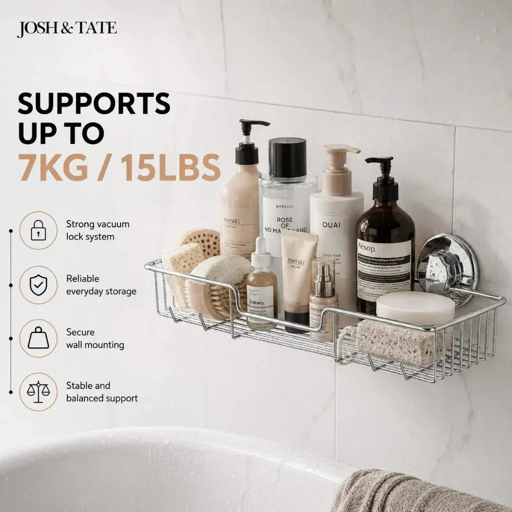 No-Drill Twist-Lock Wire Shower Caddy