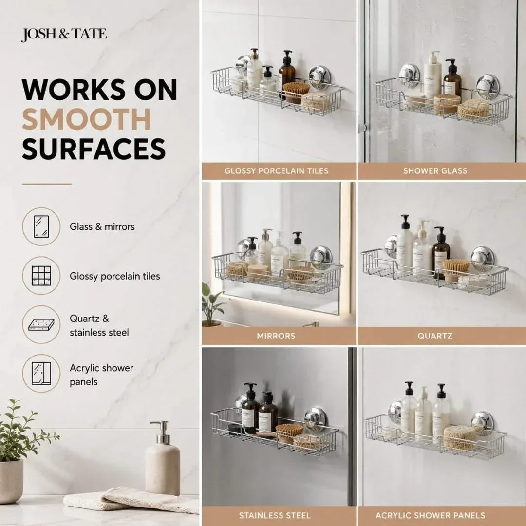 No-Drill Twist-Lock Wire Shower Caddy