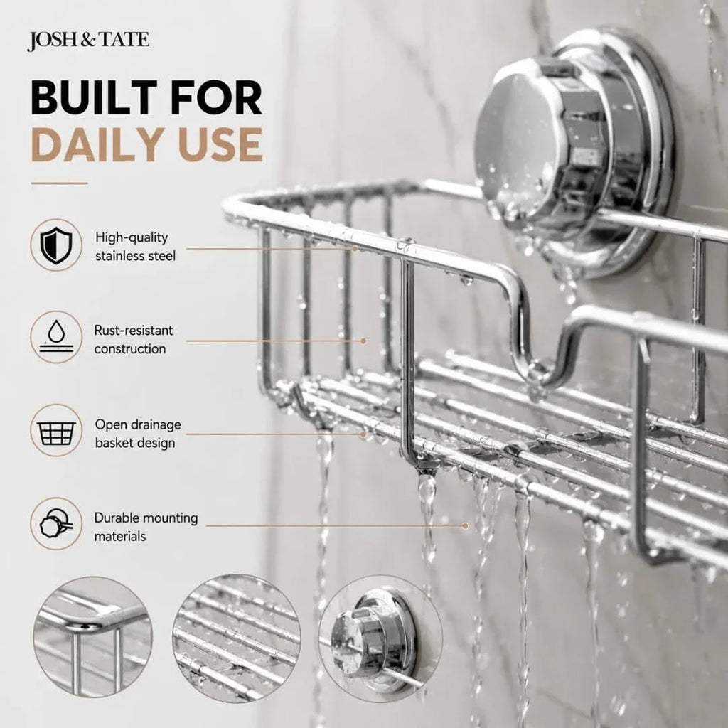 No-Drill Twist-Lock Wire Shower Caddy