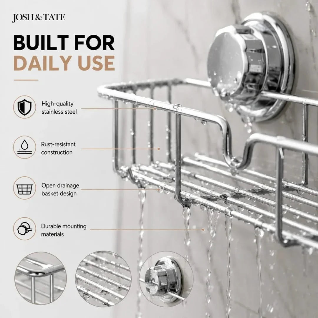 No-Drill Twist-Lock Wire Shower Caddy