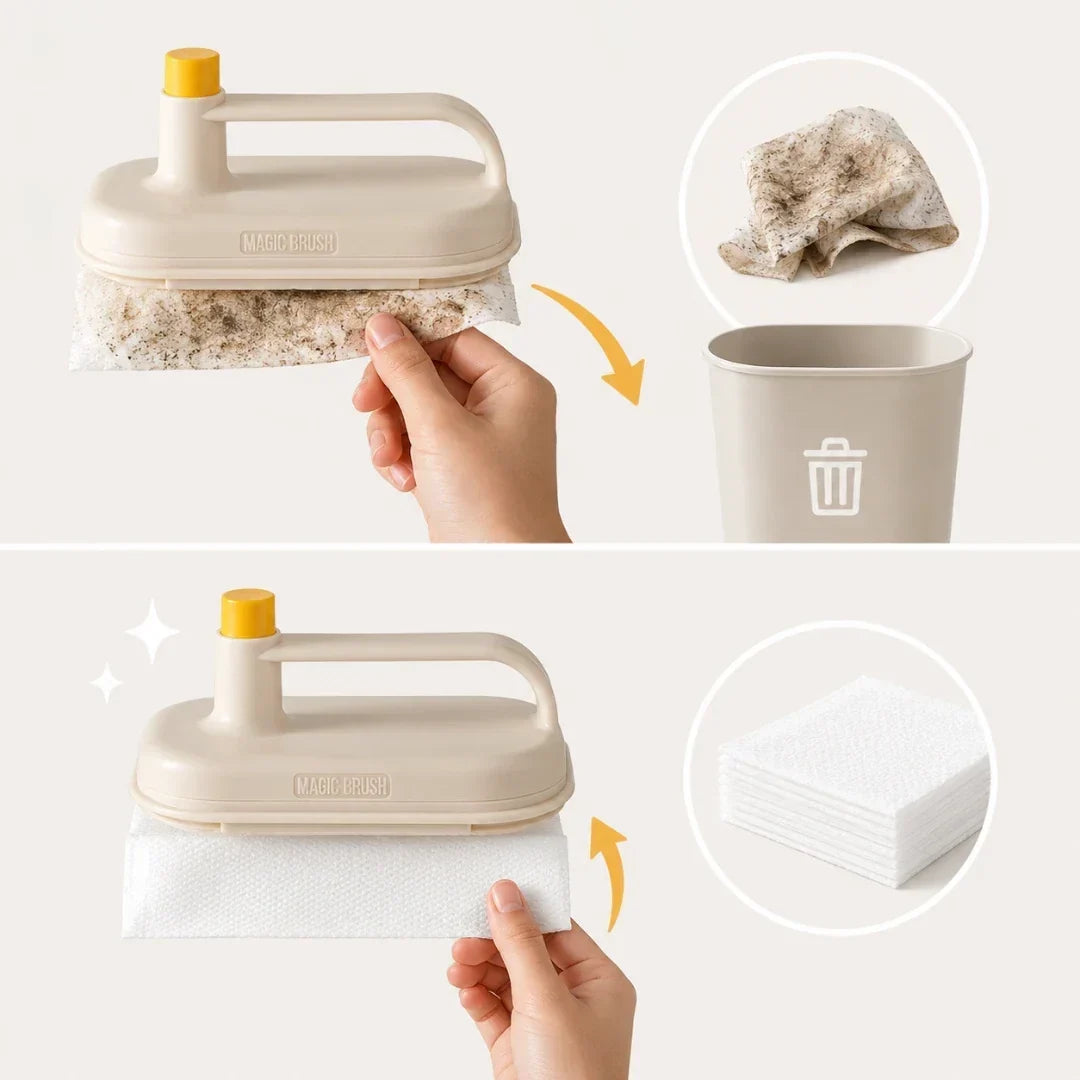 Refillable Cleaning Wand with 50 Wipes or Cloths