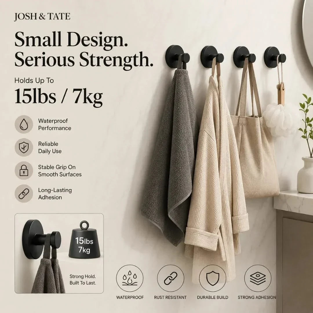 Minimal Adhesive Wall Hooks in Four Finishes