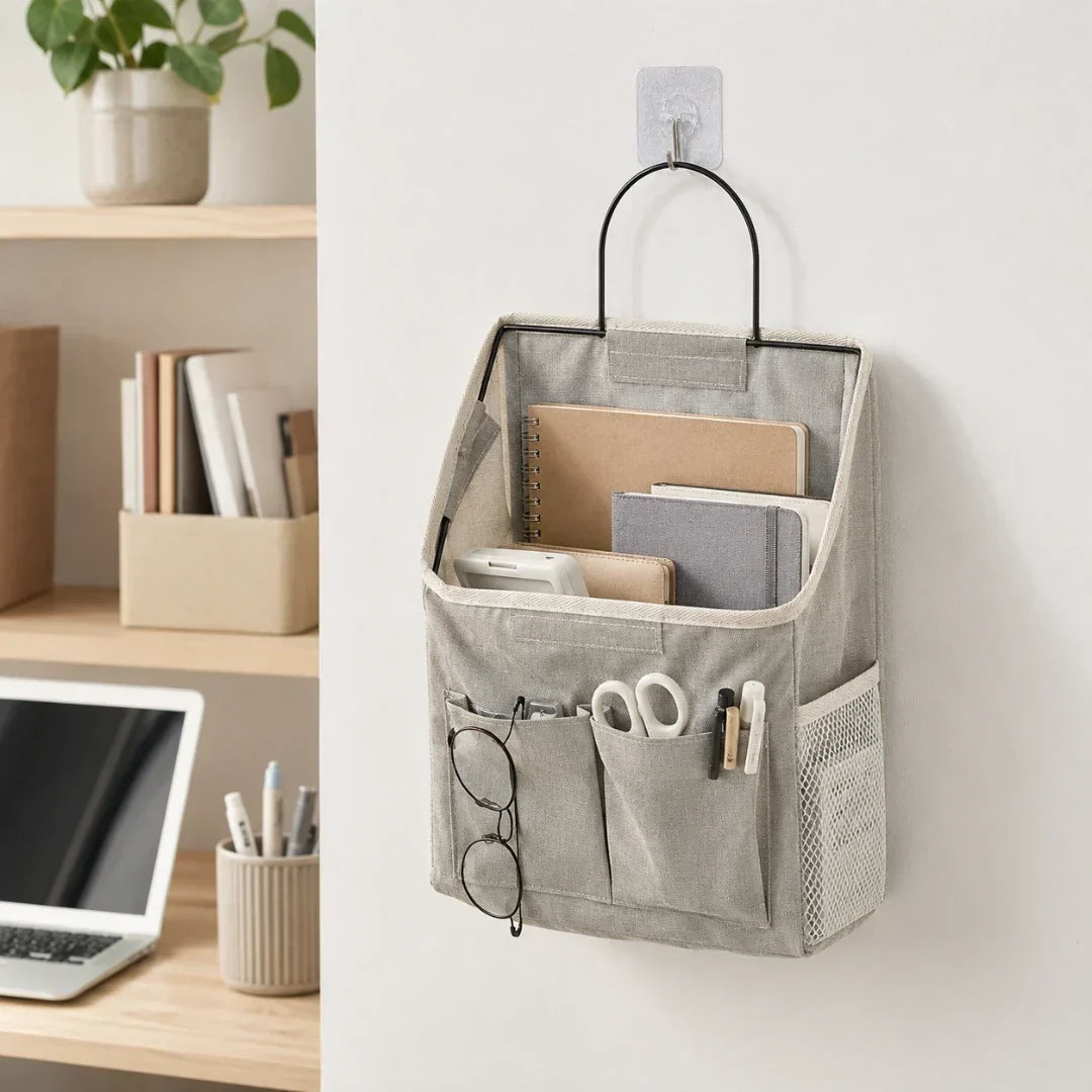 Hanging Bedside Organizer with Three Pockets