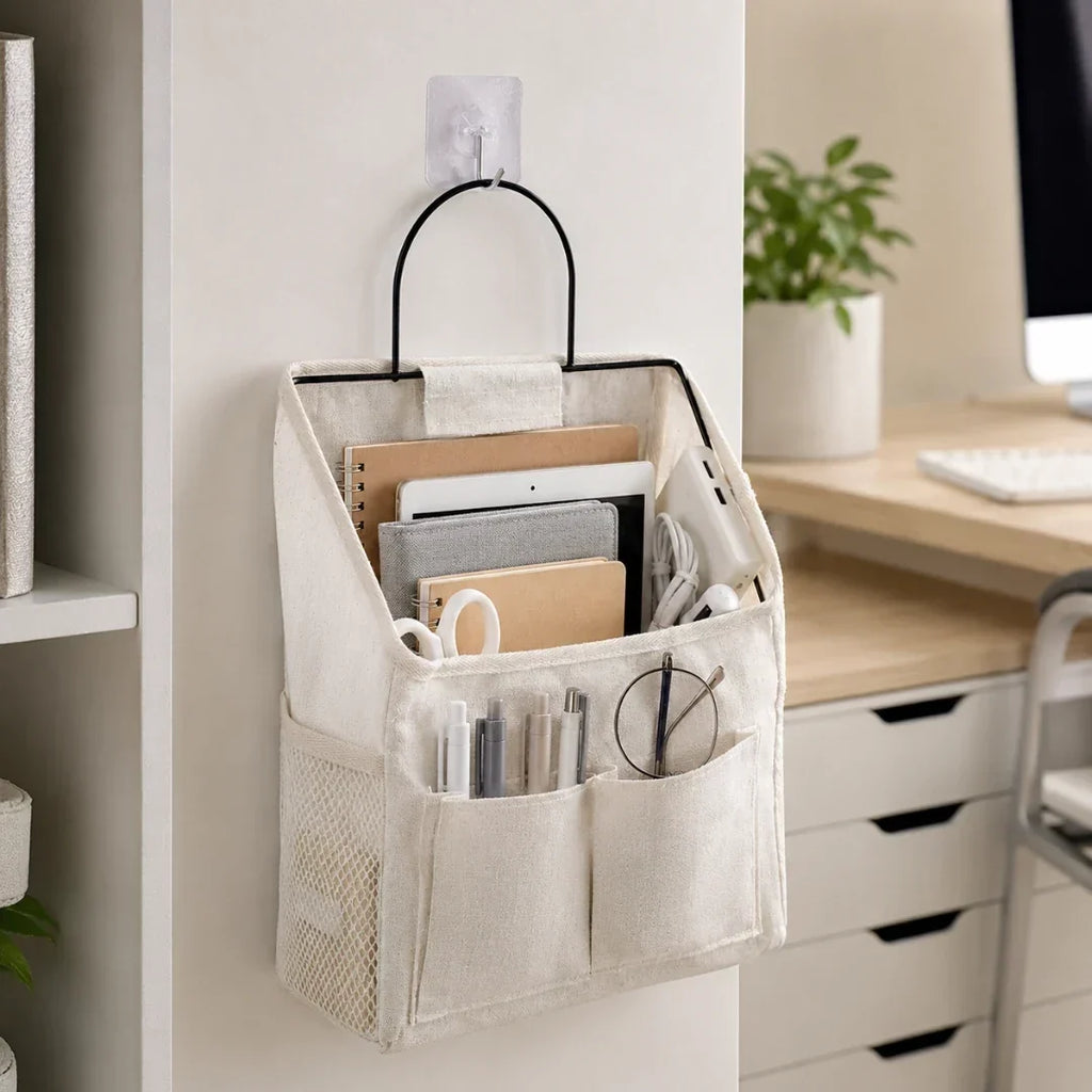 Hanging Bedside Organizer with Three Pockets