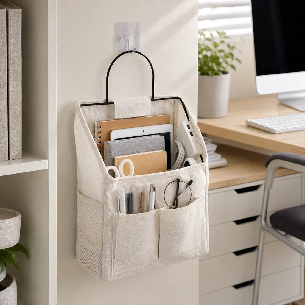 Hanging Bedside Organizer with Three Pockets