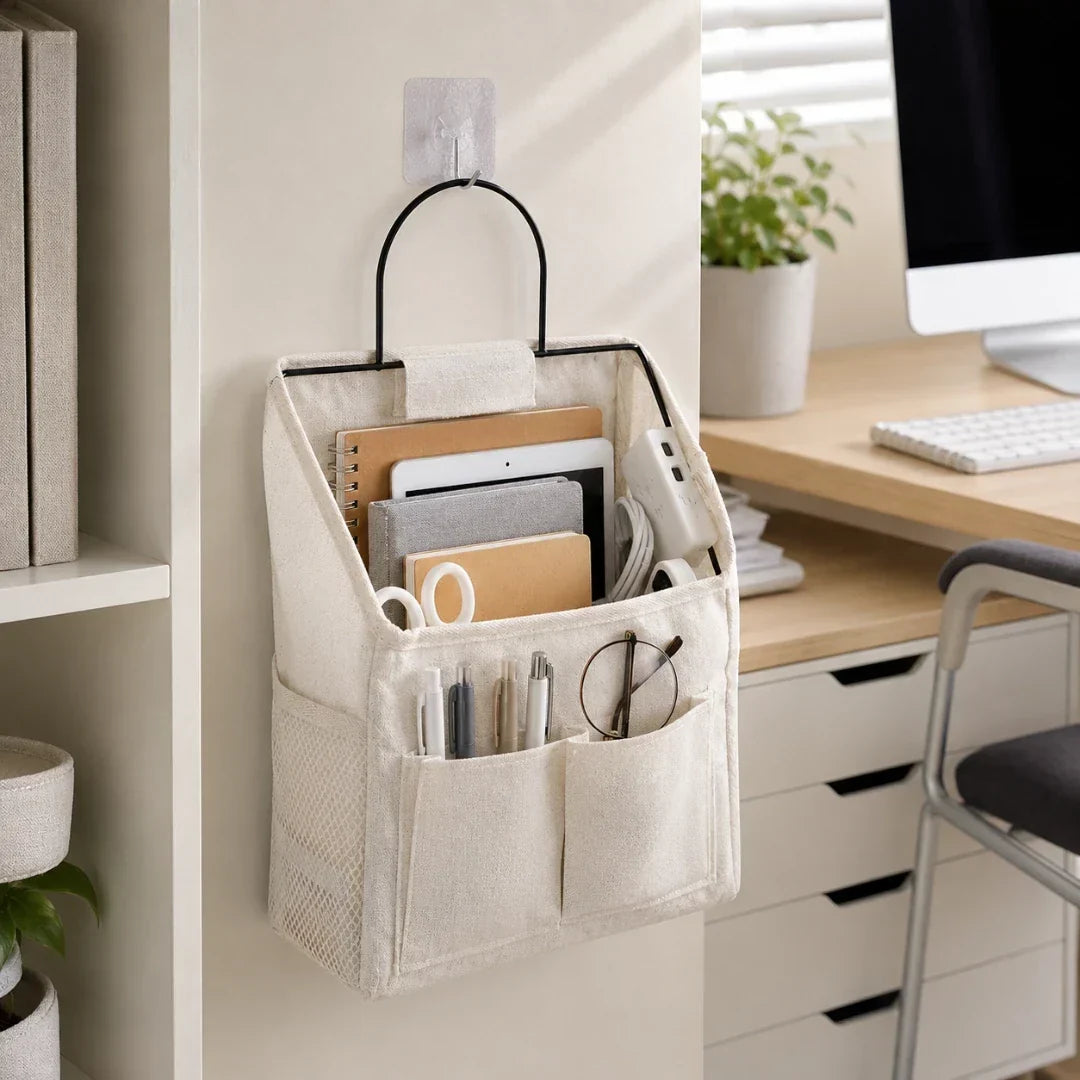 Hanging Bedside Organizer with Three Pockets