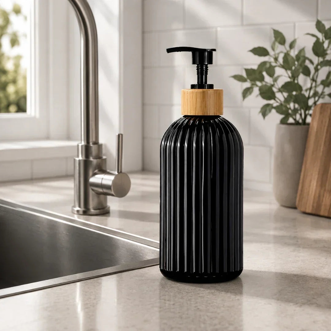 Fluted Glass Soap Dispenser, 500 mL