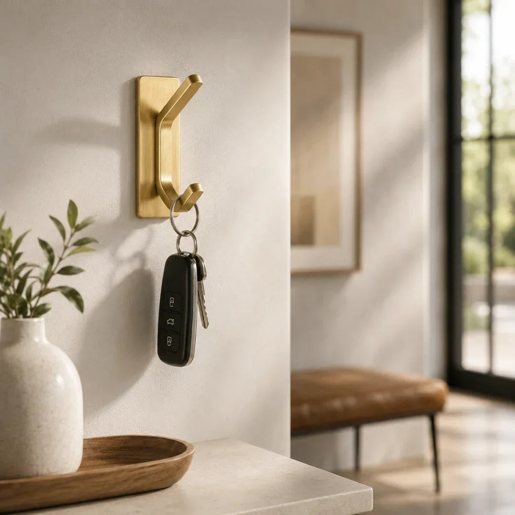 Minimalist Solid Steel Wall Hook in Three Finishes