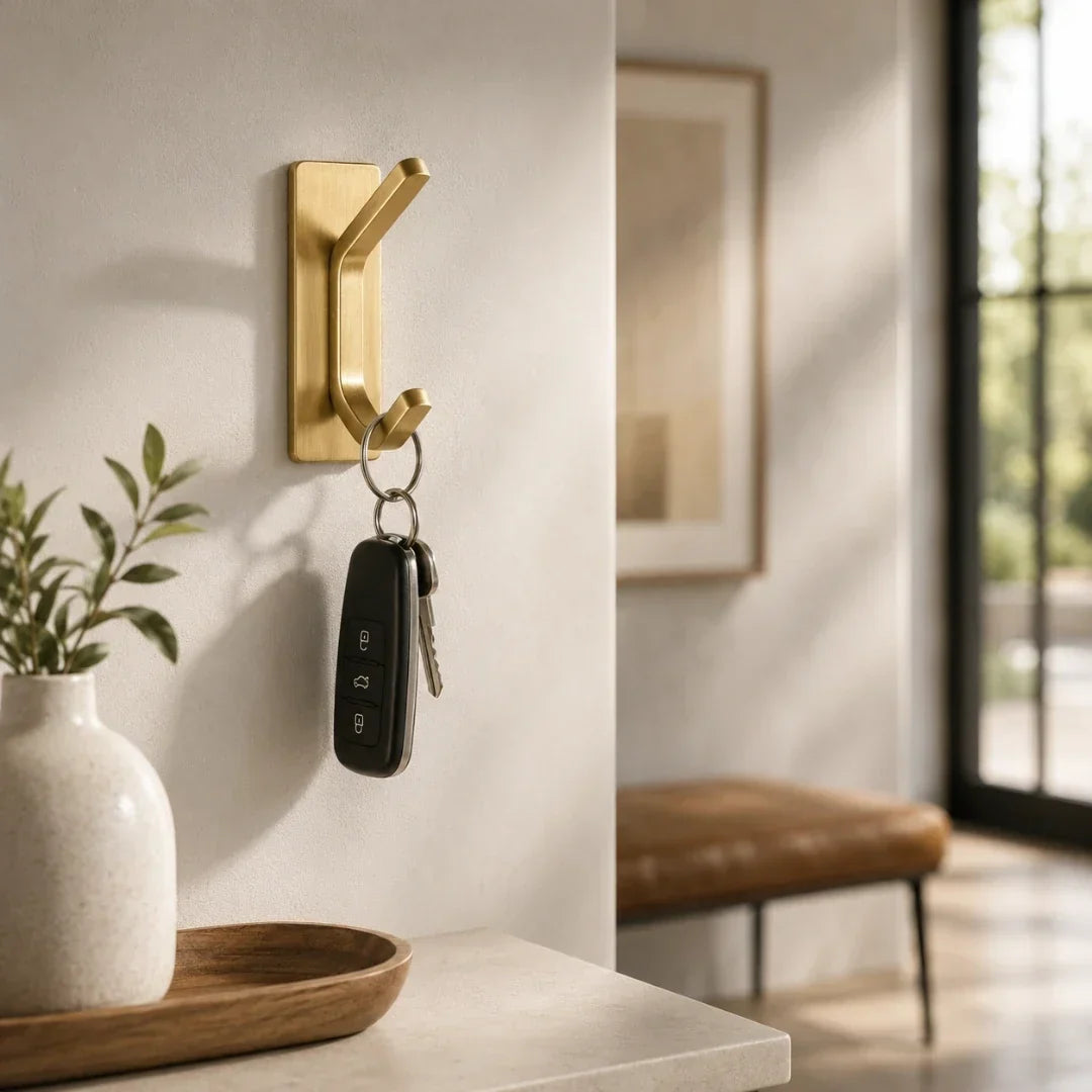 Minimalist Solid Steel Wall Hook in Three Finishes