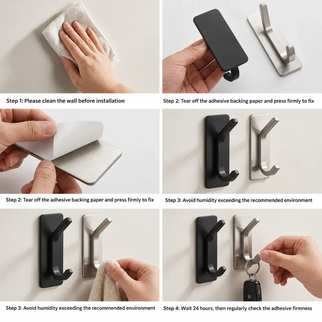 Minimalist Solid Steel Wall Hook in Three Finishes