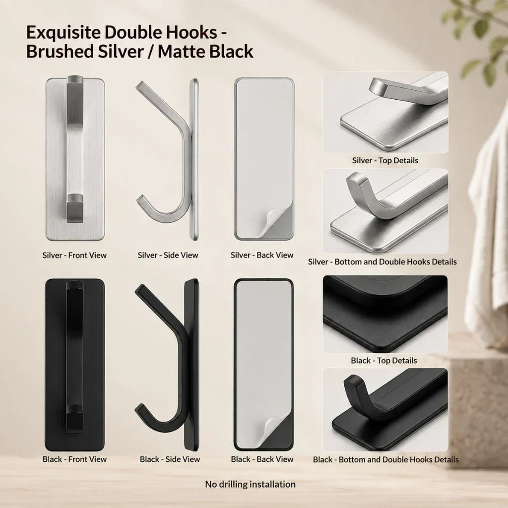Minimalist Solid Steel Wall Hook in Three Finishes