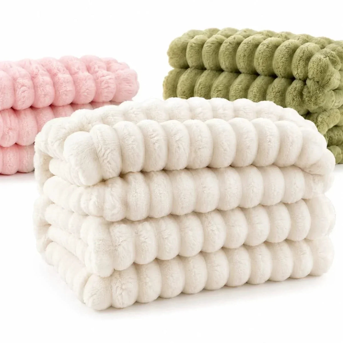 Ribbed Fleece Throw Blanket in Two Sizes