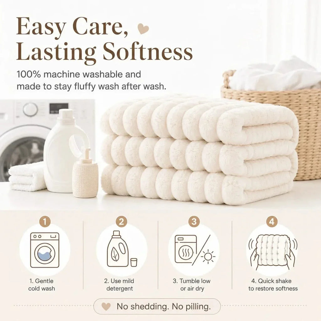Ribbed Fleece Throw Blanket in Two Sizes