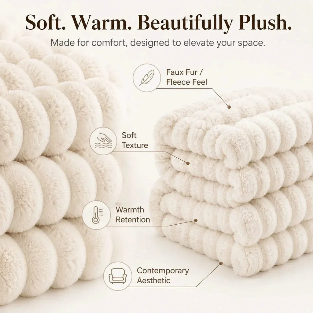 Ribbed Fleece Throw Blanket in Two Sizes