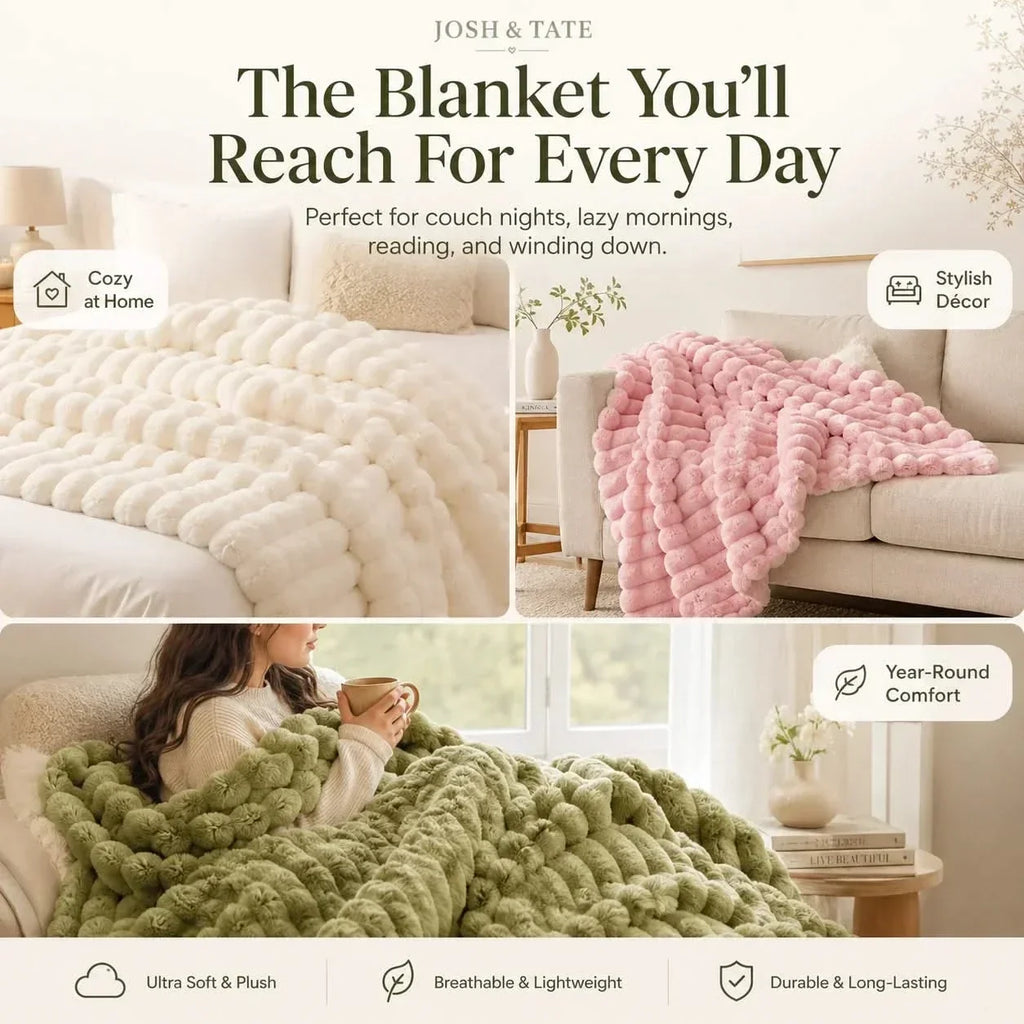 Ribbed Fleece Throw Blanket in Two Sizes