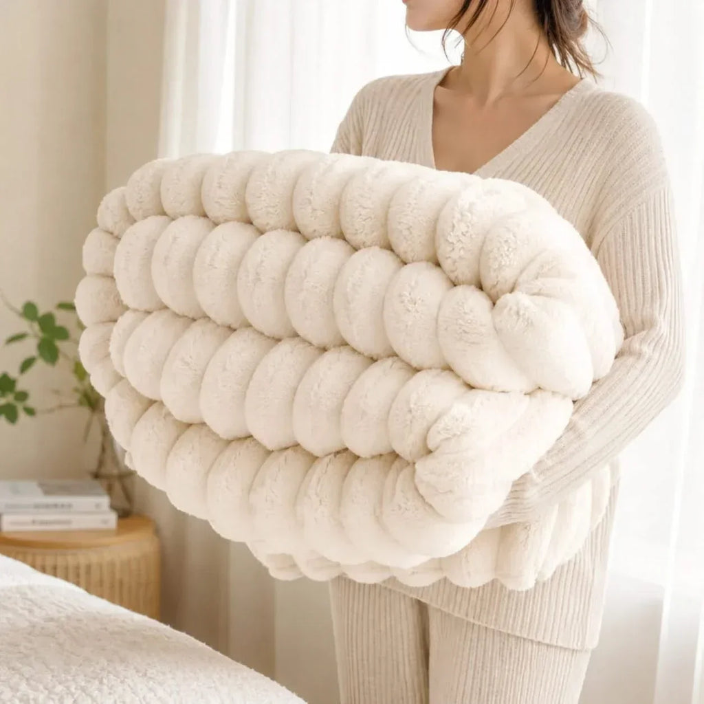 Ribbed Fleece Throw Blanket in Two Sizes