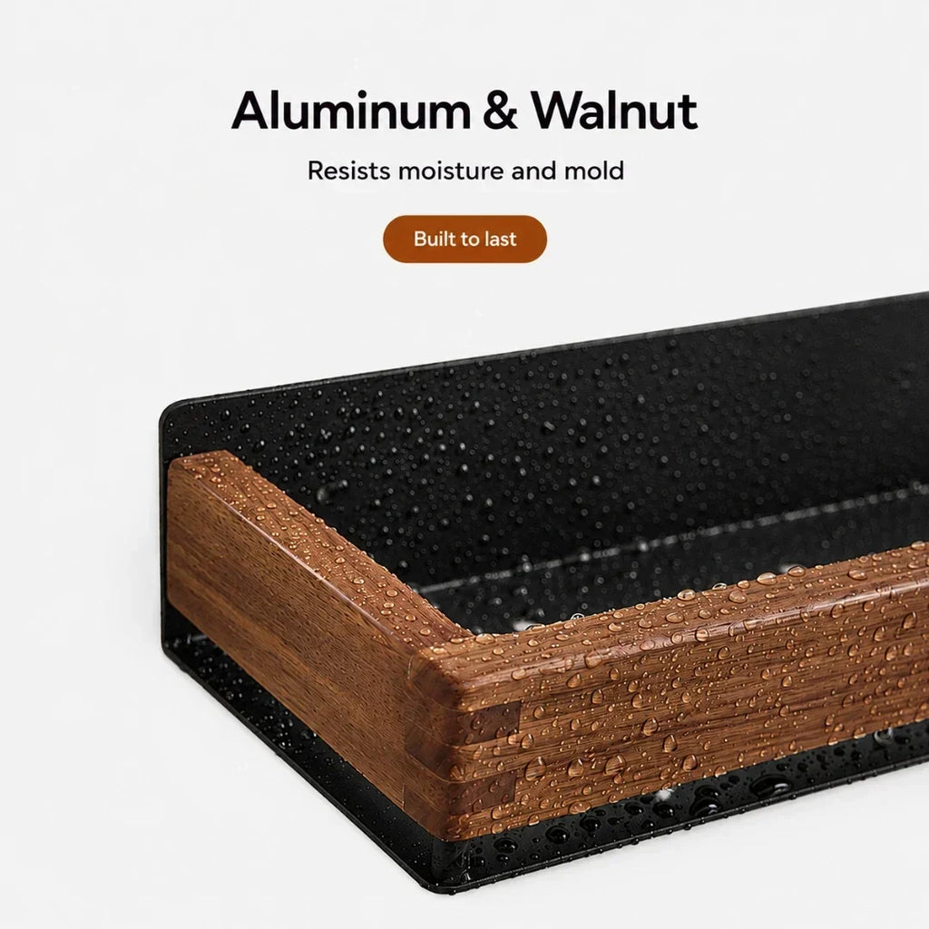 Solid Wood Wall Shelf with Two Hooks