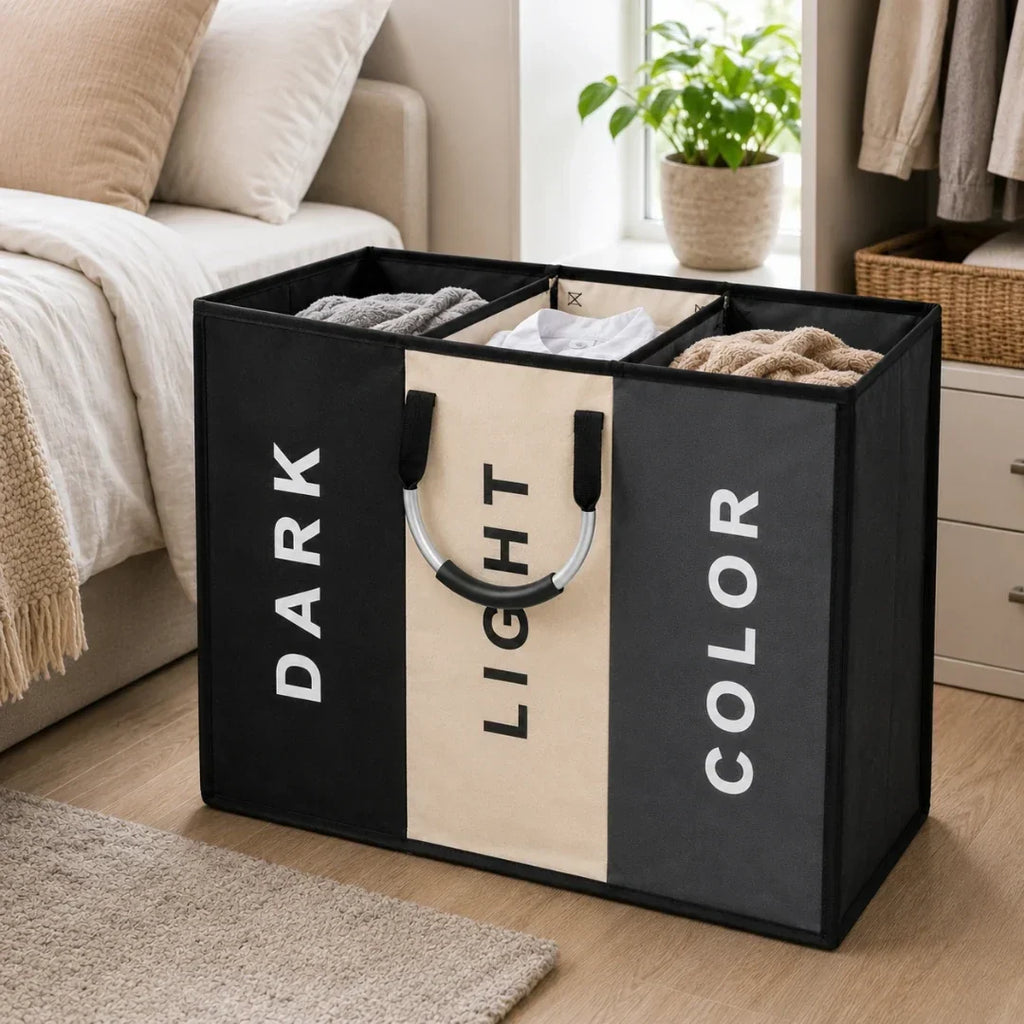 Three-Section Laundry Sorter with Removable Bags