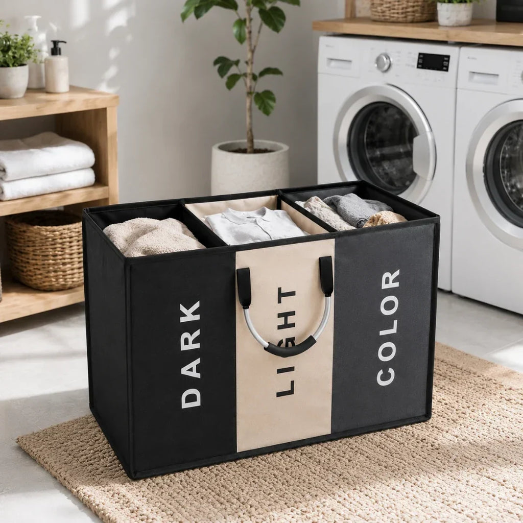 Three-Section Laundry Sorter with Removable Bags