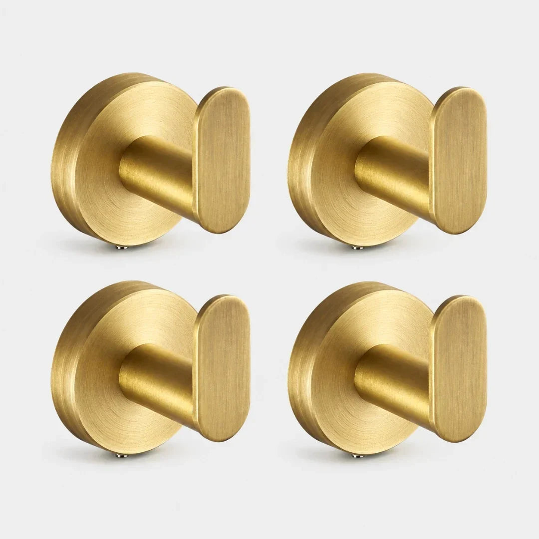 Gold No-Drill Towel Hook with Twist-Fit Mount