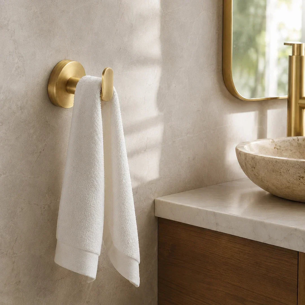 Gold No-Drill Towel Hook with Twist-Fit Mount
