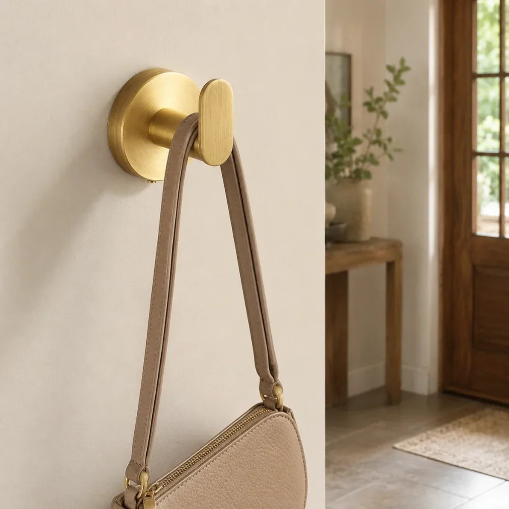 Gold No-Drill Towel Hook with Twist-Fit Mount