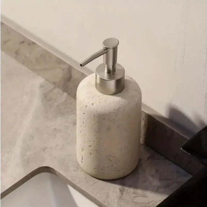 Travertine-Effect Soap Dispenser