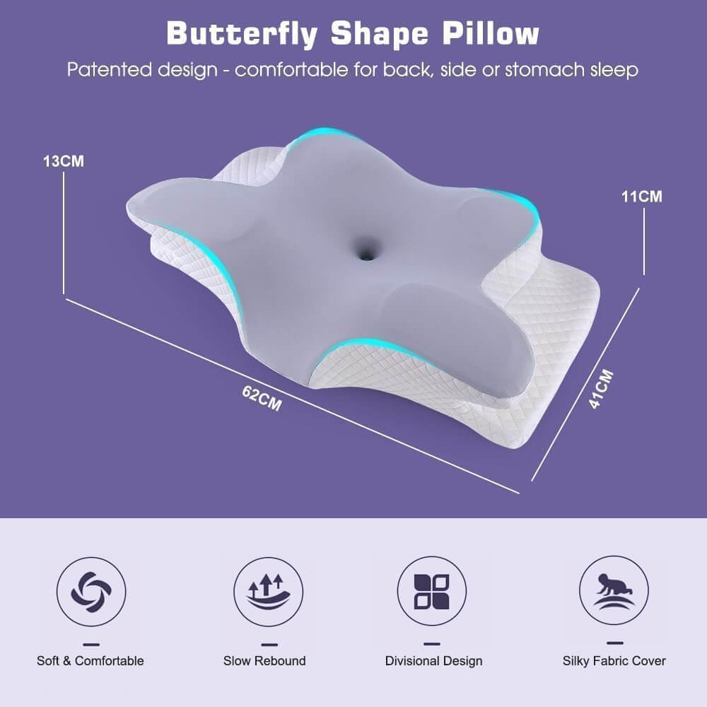 Butterfly-Shaped Contoured Memory Foam Pillow